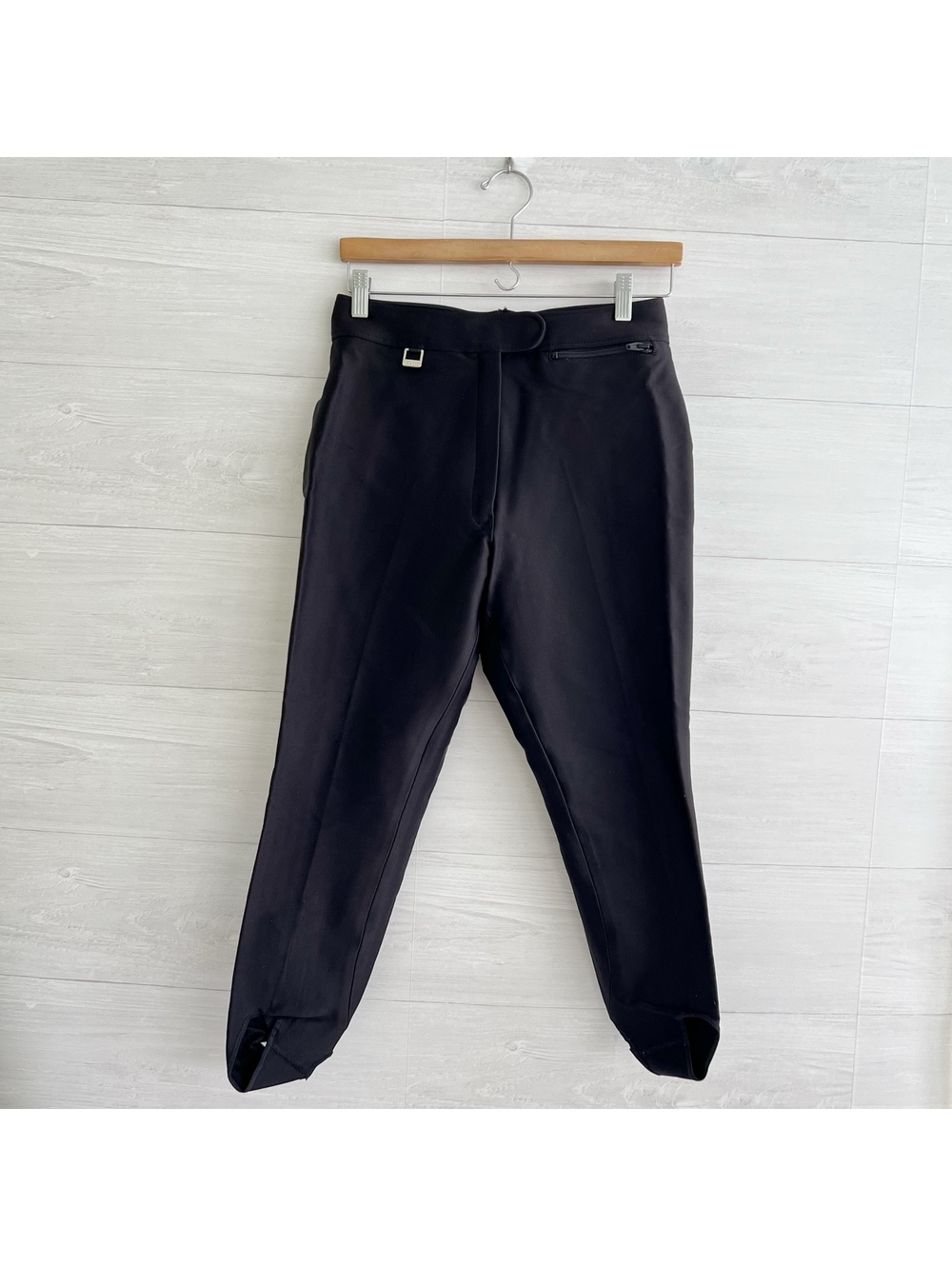 Vintage Fera Skiwear Womens 10R Black Stirrup Ski Pants High Rise Stretch